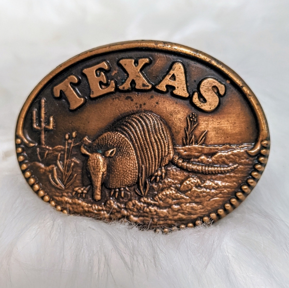Texas armadillo belt buckle